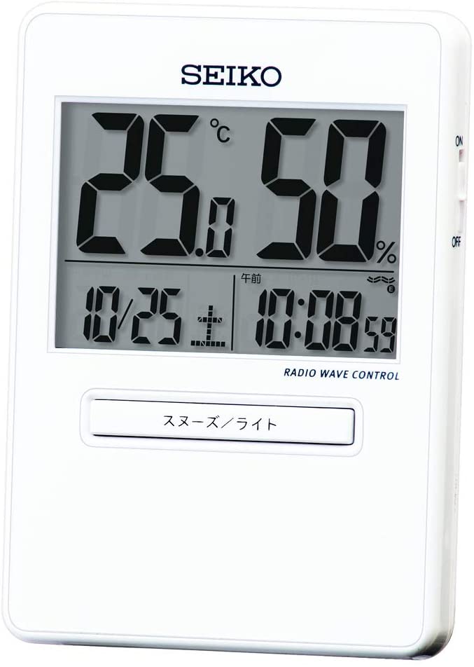 SEIKO Table Clock Traveler Radio Digital Calendar Temperature Humidity  Display White 92 × 66 × 14mm SQ797W - Discovery Japan Mall