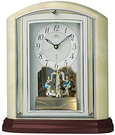SEIKO CLOCK EMBLEM Emblem Radio Table Clock HW590M Rotating Ornament Swarovski  Crystal Onyx Frame Analog - Discovery Japan Mall