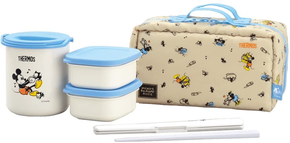 THERMOS heat insulation lunch box Mickey about 0.6 go light blue