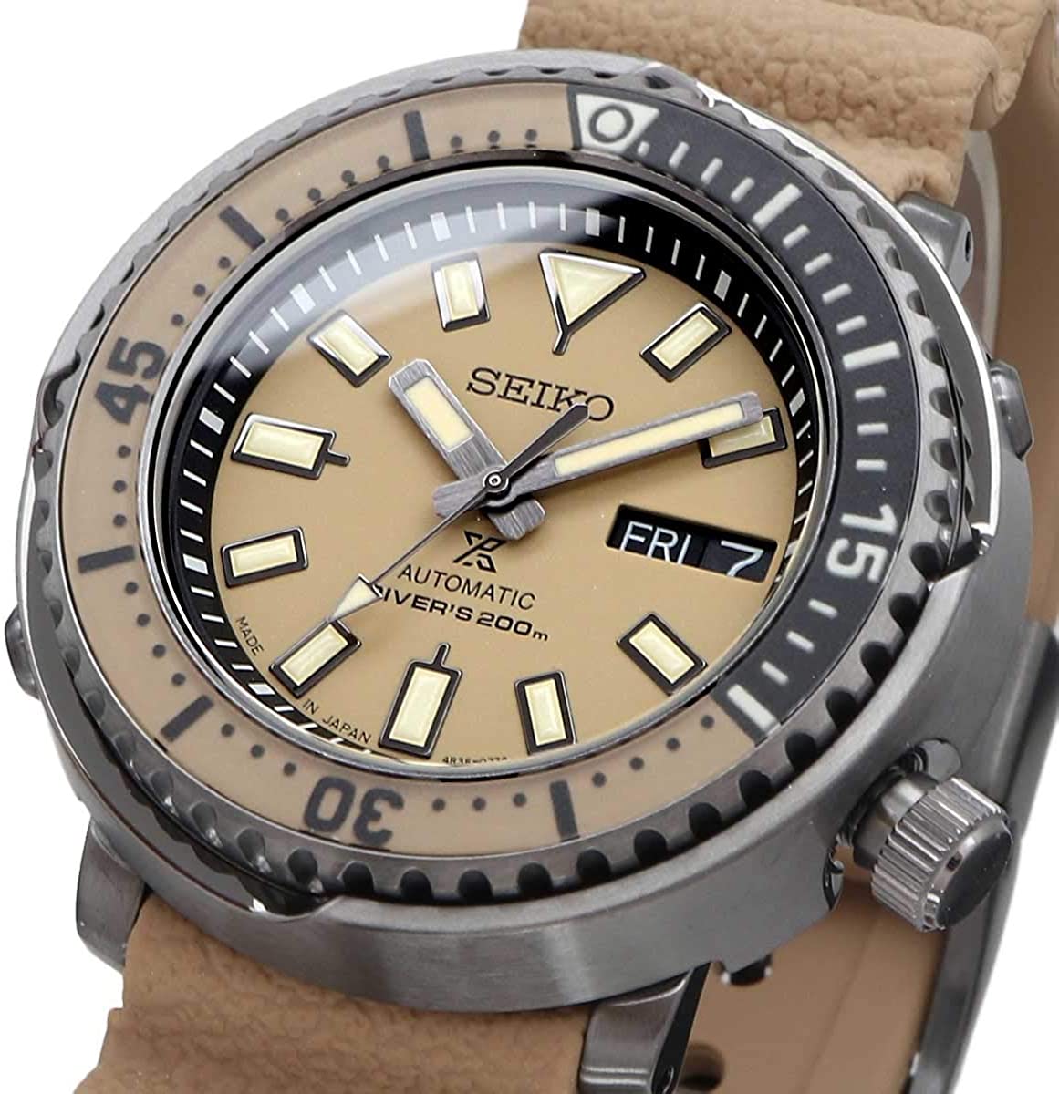 SEIKO PROSPEX Mechanical Automatic Winding Made in Japan Made in Japan  Diver s 200m SRPE29J1 Tuna Can Beige Men's Overseas Model - Discovery Japan  Mall