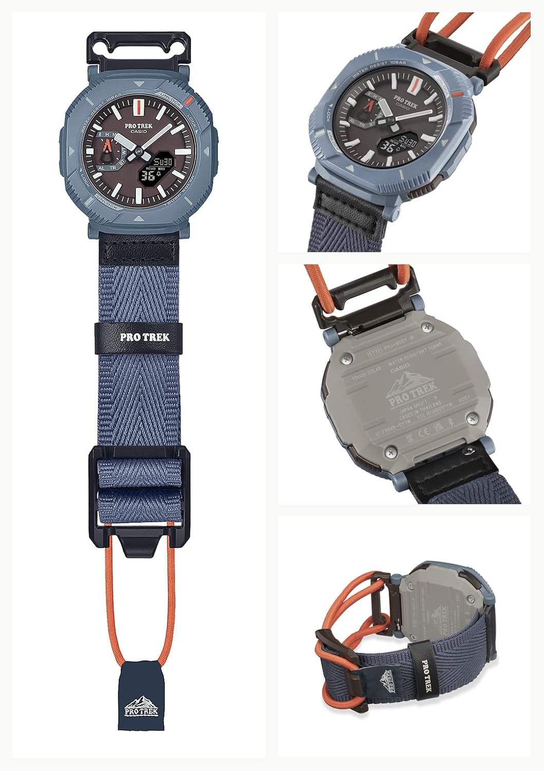 CASIO PRO TREK Hiker Line Bluetooth Equipped Tough Solar Biomass Plastic  Bungee Cord Band PRJ-B001B-2JF Men's Dusty Blue - Discovery Japan Mall