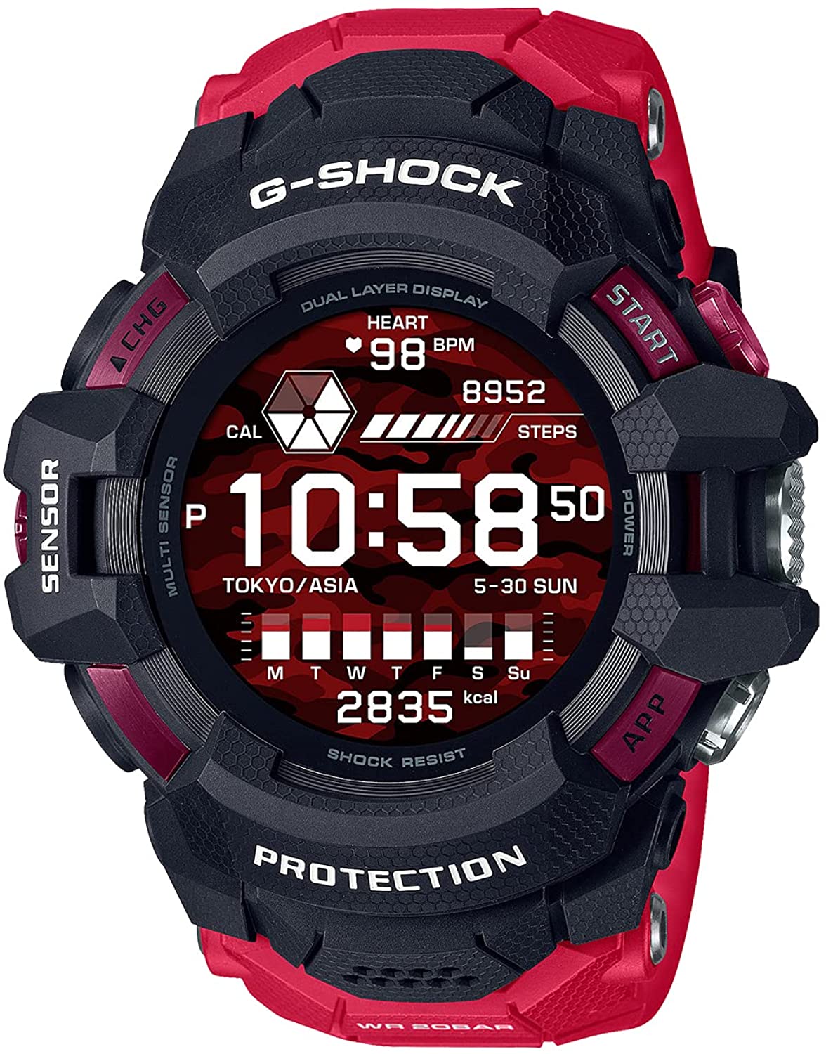 CASIO G-SHOCK G-SQUAD PRO GSW-H1000-1A4JR Men's Red - Discovery Japan Mall