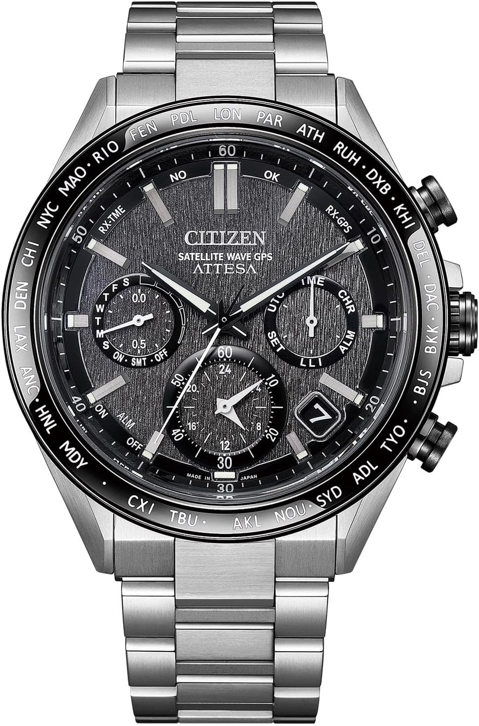 CITIZEN ATTESA Eco Drive GPS Satellite Radio Controlled Waterproof Black CC4058 67X Men s Silver Discovery Japan Mall