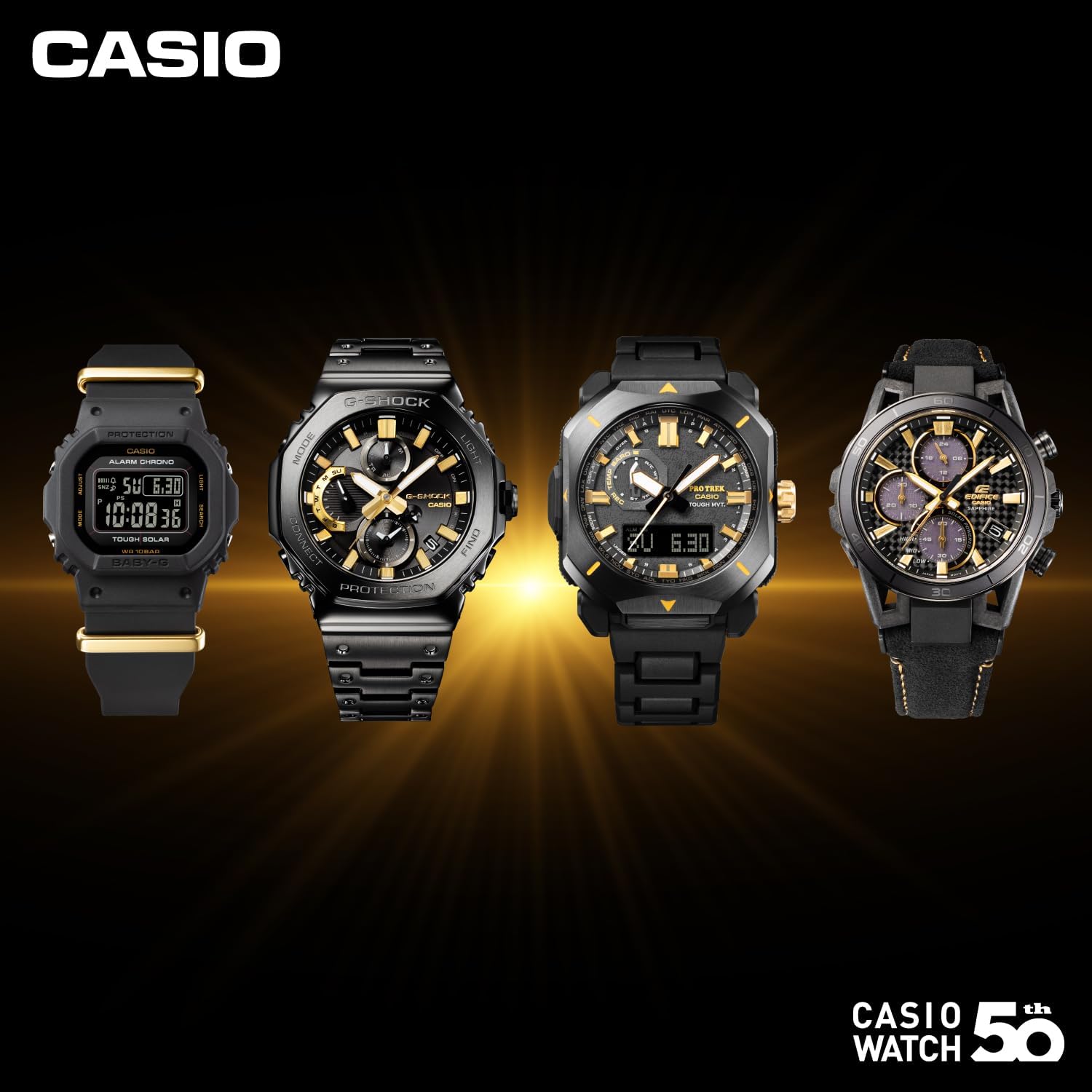 CASIO G-SHOCK BABY-G❤️新品未使用品❤️BLACK&GOLD❤️ CASIO BABY-G Watch CASIO WATCH 50TH ANNIVERSARY Model Tough Solar