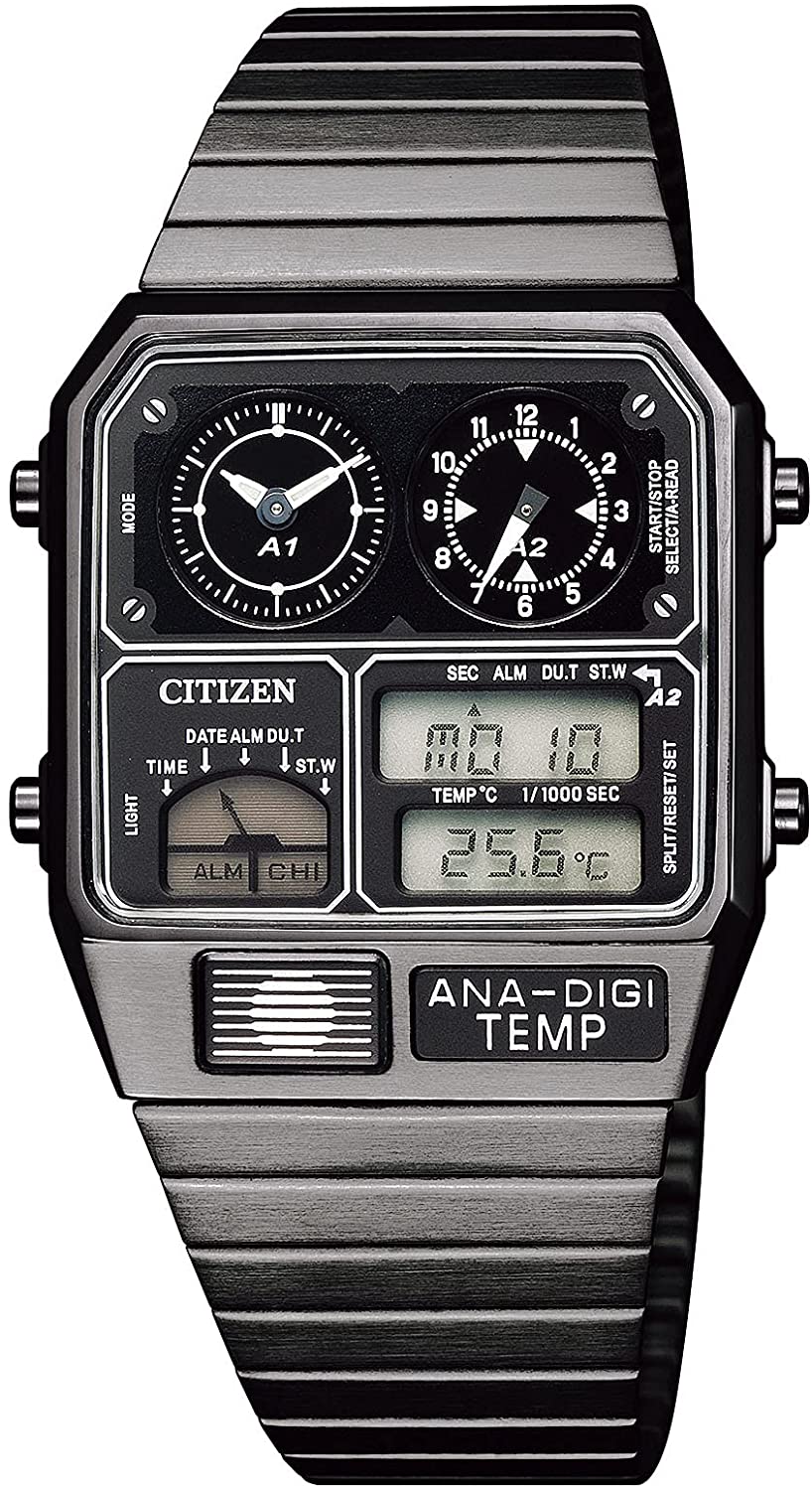 CITIZEN CITIZEN ANA DIGI TEMP reprint model watch black JG2105 93E