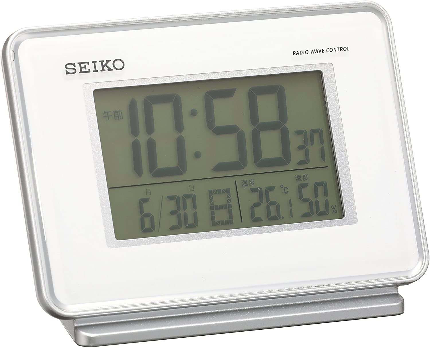 SEIKO Alarm Clock Radio Digital 2 Channel Alarm Calendar Temperature  Humidity Display White SQ767W SEIKO - Discovery Japan Mall