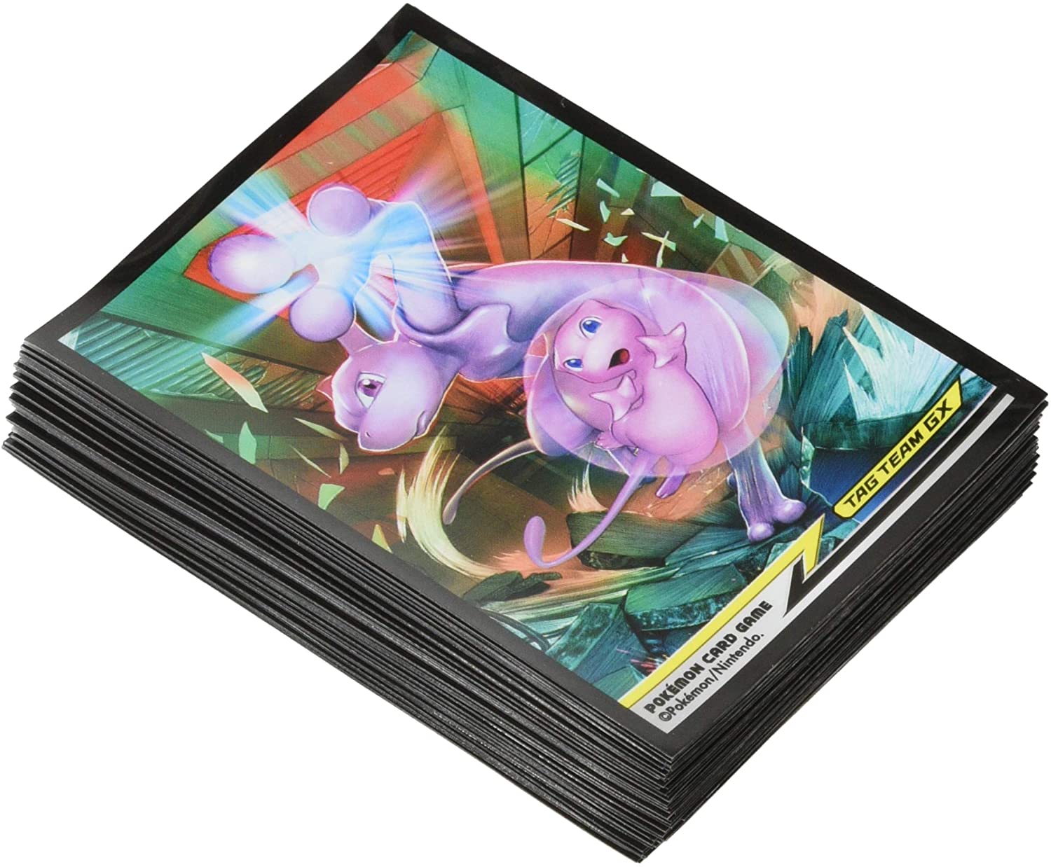 Deck Case Set! 64 Pokemon Card Sun Moon Mewtwo and Mew Tag Team GX Sleeve