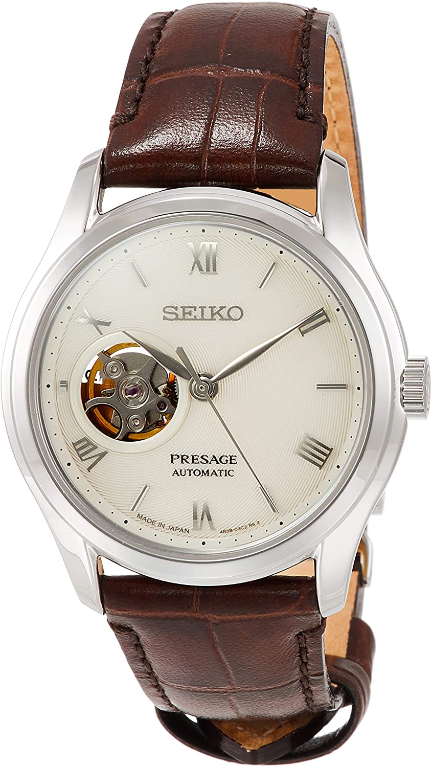 SEIKO Presage PRESAGE Mechanical self-winding (with manual winding)  Japanese garden motif Open heart Roman numeral notation SARY175 Men's brown  - Discovery Japan Mall
