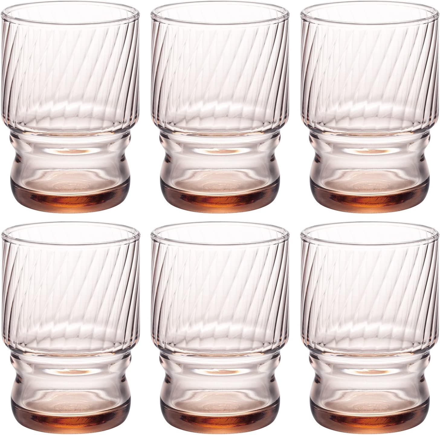 Aderia Stacking Glass Cup Amber 235ml Reinforced Mouth Ax Denim Set Of 