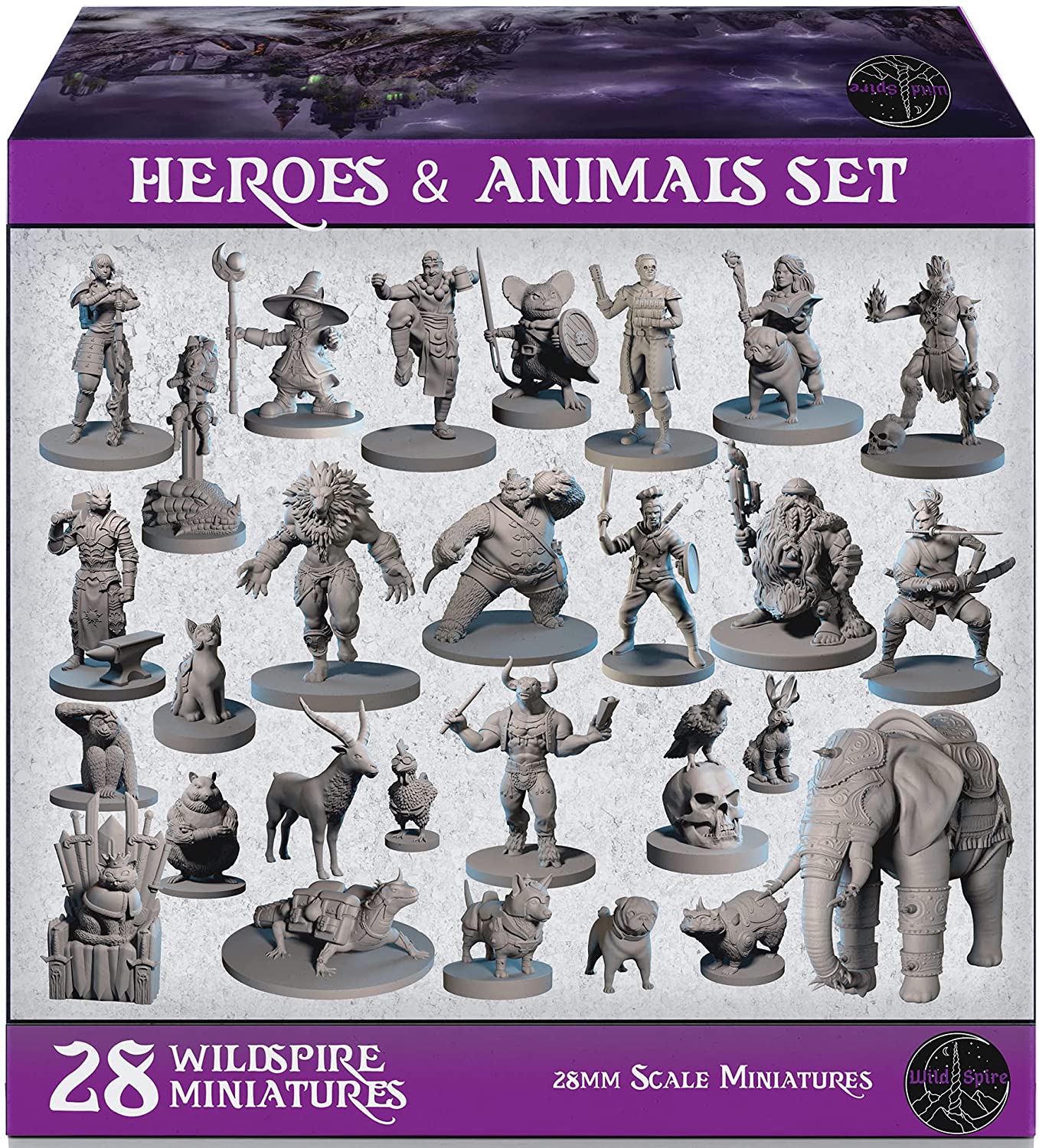 28 Miniature Hero & Animal DND For Miniature 28mm Bulk Dungeons & Dragons  Miniature I D & D For Miniature & DND Minifigure Desktop Fantasy Miniature  & D & D Figure I