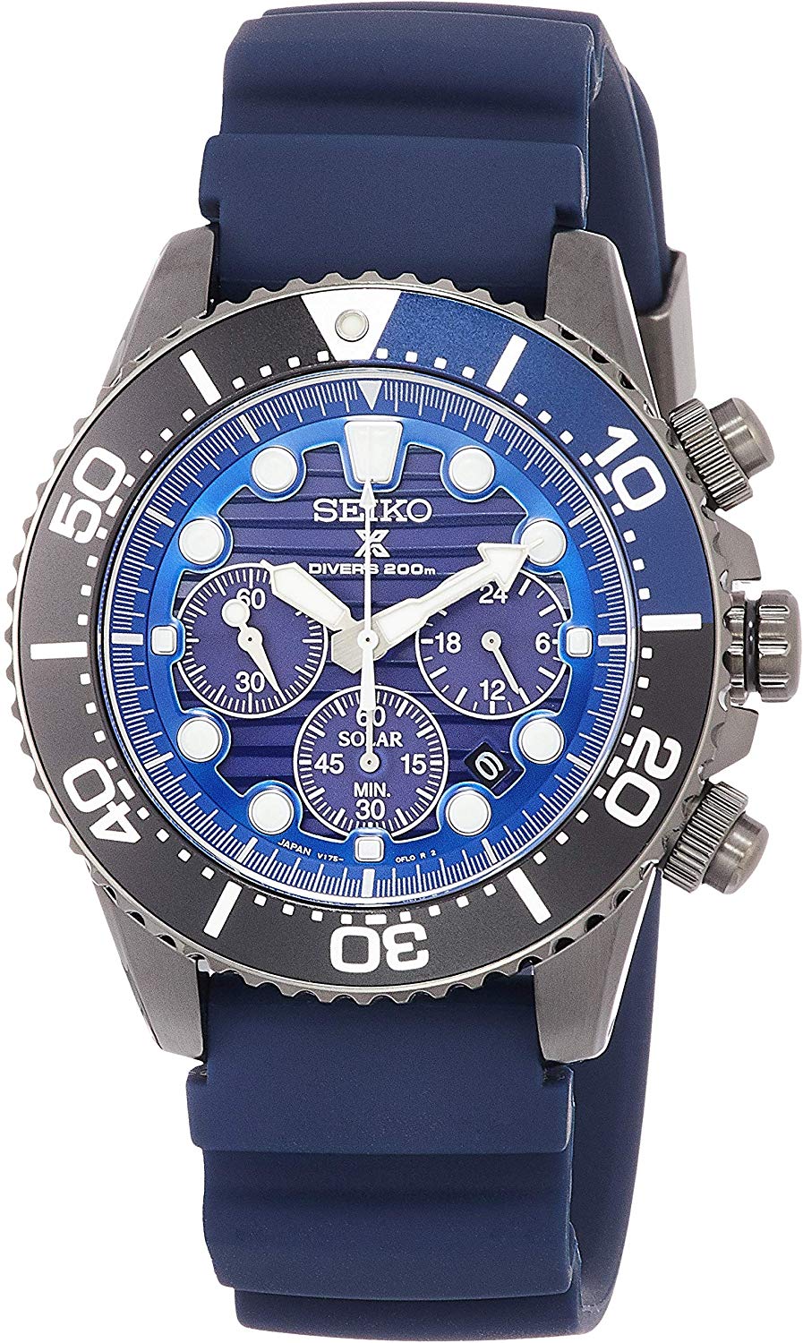 SEIKO PROSPEX Solar Save the Ocean Special Edition Limited Blue Dial  Chronograph Hard Rex Silicon Band SBDL057Men's Blue - Discovery Japan Mall