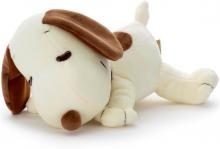 Peanuts Cacao Sleeping Friend Plush Toy S Snoopy (White & Milk) Plush Toy Width Approx. 20cm