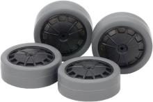 Tamiya Mini 4WD Upgrade Parts No.545 Super X/XX Hard Small Diameter Low Height Tires (26mm/Gray) & Carbon Reinforced Wheels (Dish) 15545 (Mini 4WD)