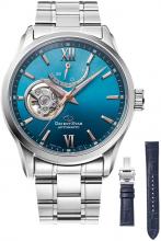 ORIENT STAR Automatic Watch Semi-skeleton Mechanical Made in Japan 2-year Domestic Manufacturer's Warranty Open Heart Limited Quantity of 350 RK-AT0017L Men's Turquoise Blue