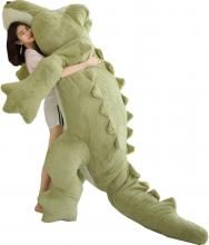 Plush Toy Oversized Crocodile / Crocodile Large Cute Crocodile Dakimakura / Present / Fluffy Plush Toy (Green, 160cm)