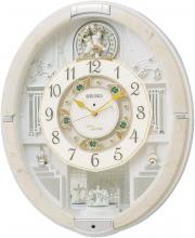 Seiko Clock Wall Clock Karakuri Clock Radio Clock Analog Karakuri Triple Selection Melody Rotating Decoration Ivory Marble Pattern RE576A (N)