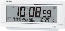 Seiko Clock Table Clock Alarm Clock Satellite Radio Digital Calendar Temperature and Humidity Display Alarm with Light SPACELINK GP501W