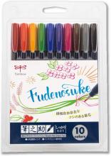 Tombow Pencil Water-based Sign Pen Brush Nosuke Firmly Tailored 10 Color Set WS-BH10C