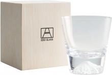 Tajima Glass Edo Glass Mt. Fuji On-The-Rocks Glass in wooden box (clear (no surface treatment))