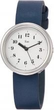 SEIKO Riki “Marine Clock” Arabic Numeral Design White Dial Curve Hard Rex Iron-Coated Calf Leather Band AKQK445 Ladies Blue