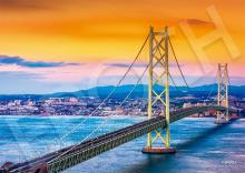 EPOCH 500 Super Small Piece Jigsaw Puzzle Japanese Landscape Akashi Kaikyo Bridge at Dusk - Hyogo (18.2 x 25.7 cm) 52-806 with Glue, Spatula and Score Ticket