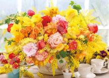 EPOCH 500-Piece Jigsaw Puzzle, Flower/Garden, Bring Happiness! Happiness Yellow (38 x 53 cm), 07-473s, Includes Glue, Spatula, and Score Ticket