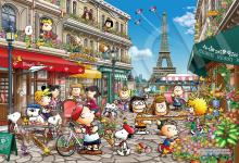 EPOCH 1053 Super Small Piece Jigsaw Puzzle PEANUTS Snoopy in Paris (26 x 38 cm) 32-611s with glue, spatula and score ticket