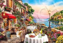 EPOCH 1053 Super Small Piece Jigsaw Puzzle, Illustration/Art, Elegant Collection, Seaside Trattoria (26x38cm), 32-617, Includes Glue, Spatula, and Score Ticket