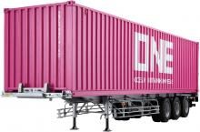 AOSHIMA 1/32 Heavy Freight Series No.3 Nippon Trex Container Semi-Trailer 40ft 3 Axis / ONE Japan Plastic Model