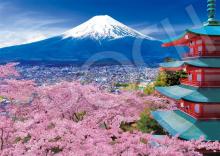 EPOCH 500 Super Small Piece Jigsaw Puzzle Japanese Landscape Spring Breeze Fuji and Five-Story Pagoda - Yamanashi (18.2 x 25.7 cm) 52-810 Comes with Glue, Spatula, and Score Ticket
