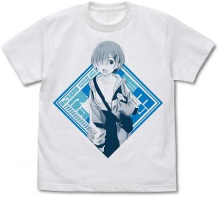 Cospa Re: Life in a Different World from Zero Rem T-shirt Street Fashion Ver. White L Size
