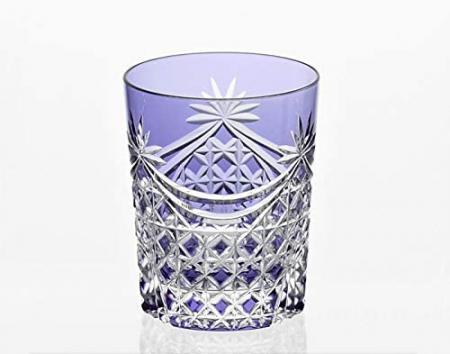Kagami Rock Glass Purple 240cc Edo Kiriko Square basket on the curtain fold T370-2835CMP