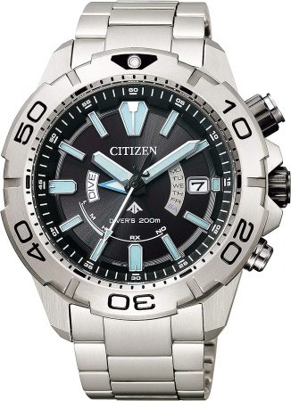 Citizen Promaster Eco Drive Radio Clock MARINE Series Diver 200M 2019 Good Design Award Winner AS7141-60E Men's Silver