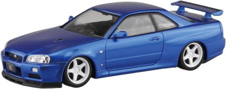 Aoshima Bunka Kyozai (AOSHIMA) Rakupla Snap Kit No. 12CU-BB Nissan R34 Skyline GT-R Custom Wheels (Bayside Blue) 1/32 Scale Pre-Colored Plastic Model Kit