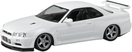 Aoshima Bunka Kyozai (AOSHIMA) Rakupla Snap Kit No. 12CU-WP Nissan R34 Skyline GT-R Custom Wheels (White Pearl) 1/32 Scale Pre-Colored Plastic Model Kit