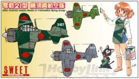 SWEET 1/144 Zero Fighter Type 21 Yokosuka Air Corps 2 in 1 box 14133