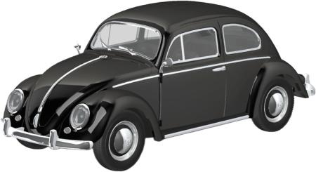 Aoshima Bunka Kyozai 1/32 Scale Rakupla Snap Kit No. 20-BK Volkswagen Beetle Black Pre-Colored Plastic Model Kit (Car)