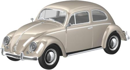 Aoshima Bunka Kyozai 1/32 Scale Rakupla Snap Kit No. 20-LB Volkswagen Beetle Light Beige Pre-Colored Plastic Model Kit (Car)