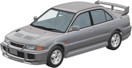 Aoshima Bunka Kyozai (AOSHIMA) 1/24 Scale Rakupla Snap Car No. 04-QS CE9A Lancer GSR Evolution III 1995 Queen's Silver Pre-Colored Plastic Model