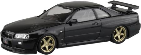 Aoshima Bunka Kyozai (AOSHIMA) Rakupla Snap Kit No. 12CU-BP Nissan R34 Skyline GT-R Custom Wheels (Black Pearl) 1/32 Scale Pre-Colored Plastic Model Kit