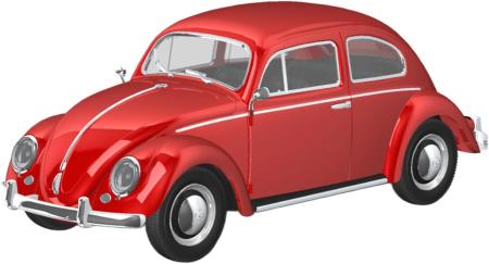 Aoshima Bunka Kyozai 1/32 Scale Rakupla Snap Kit No. 20-RR Volkswagen Beetle Ruby Red Pre-Colored Plastic Model Kit (Automobile)