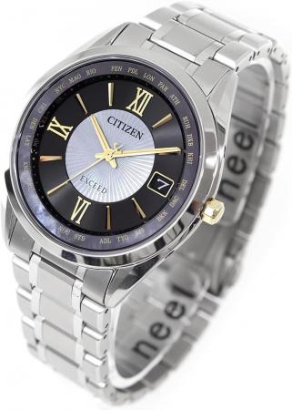 CITIZEN Exceed Light-Powered Eco-Drive Radio-Controlled Watch, Waterproof, Thin Limited Edition, Black, CB1154-66W, Men's, Silver