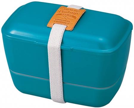 Tatsumiya American Vintage Dome Two-stage Bento Green Size: Approx. W14.8 D9.1 H10 52873