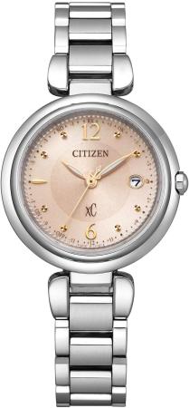 Citizen ES9460-88W Women's XC Eco-Drive Light-Powered Radio-Controlled Watch, Waterproof, Pink Beige and Silver