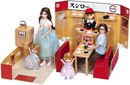 Takara Tomy Licca-chan LF-12 Popuna Shop Sushiro Dress-Up Pretend Play Toy for Ages 3 and Up
