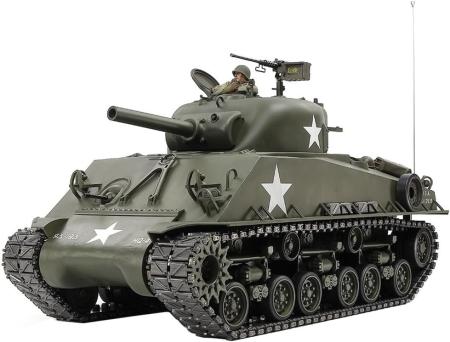 Tamiya 1/16 RC Tank Series No. 48 1/16RC M4 Sherman (105mm Howitzer Mounted) Mechanical Steering System, Electric Radio Control, Model 56048 (N)