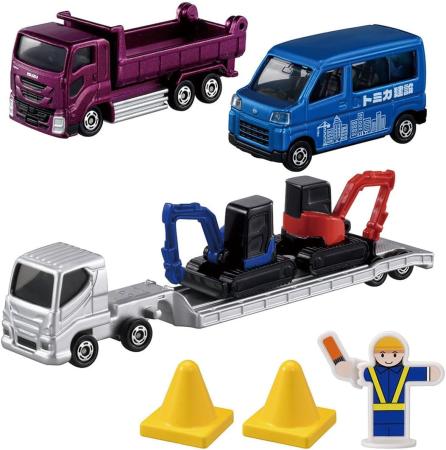 TAKARA TOMY Tomica Gift: Build a Town! Tomica Town Construction Site Set, Miniature Car Toy, Ages 3 and Up