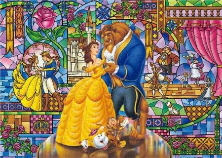 Jigsaw Puzzle Love Stained Glass (Beauty and the Beast) 300 Piece (D-300-717)