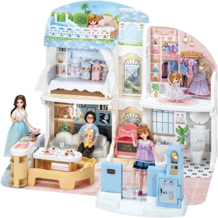 Takara Tomy Licca-chan Talking Auto-Lock Two-Story Grand Maison Dress-Up Pretend Play Toy for Ages 3 and Up