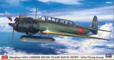 Hasegawa 1/48 scale Japanese Navy Nakajima C6N1 Carrier-Based Reconnaissance Aircraft Saiun 141st Air Squadron Plastic Model Kit 07557 (Aircraft)